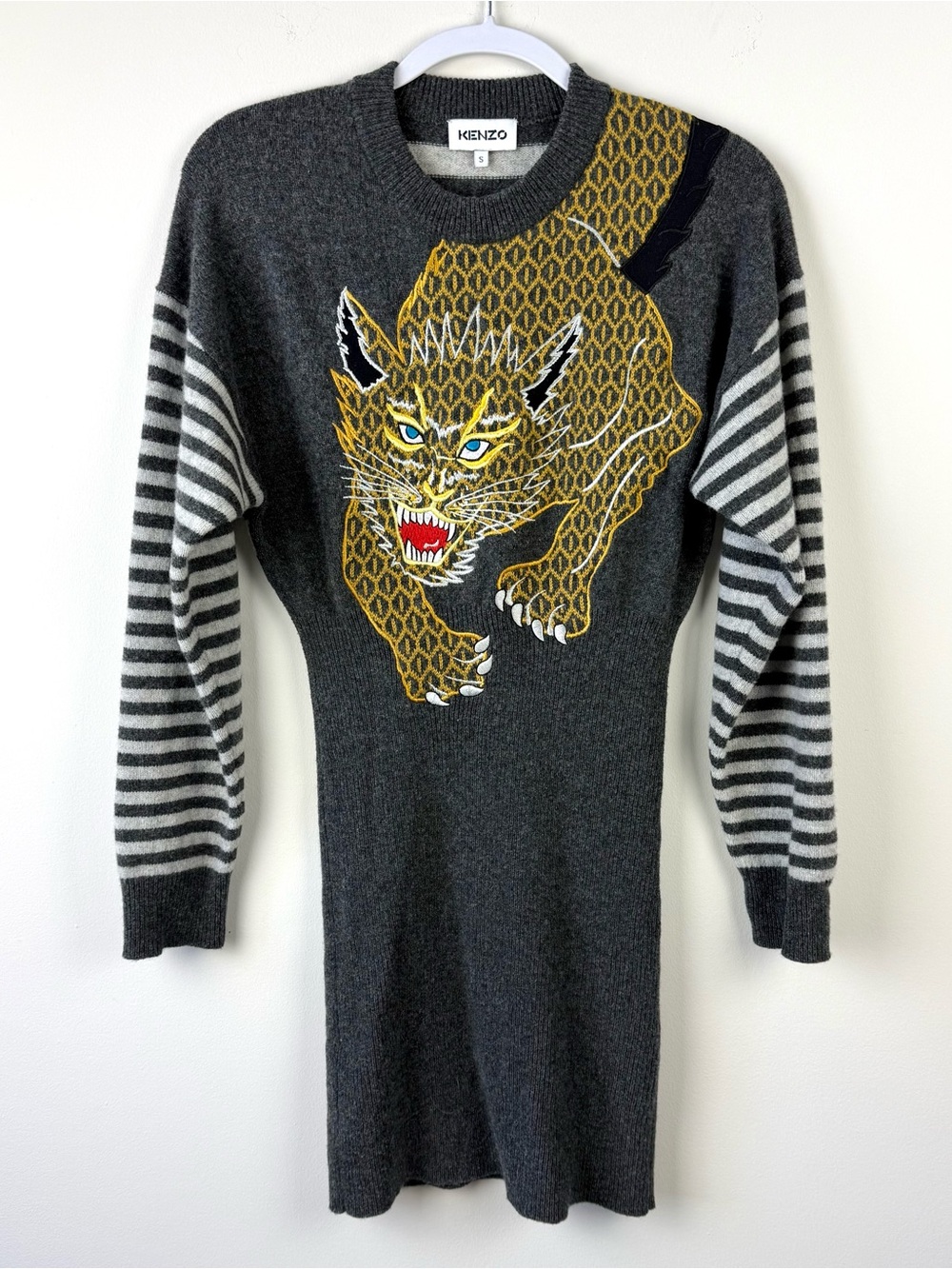 Kenzo Tiger Graphic Wool Sweater Dress